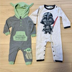 Star Wars Baby Playsuits - Yoda (Size 6-12m) & Darth Vader (Size 18-24m)